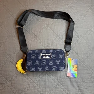 Paul Frank Denim Crossbody Camera Bag NWT Banana Monkey Star Moon Charms - Picture 1 of 11