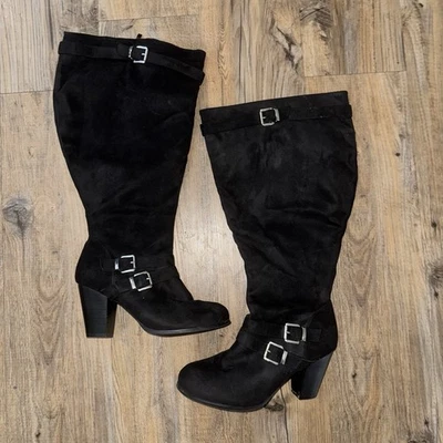 Женские замшевые черные сапоги Torrid высотой до колена размер 10 Вт на боковой молнии широкие для кафе - Изображение 1 из 4
