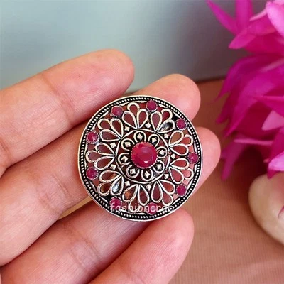 Indian Bollywood Style Antique Pink Oxidised Rings - Image 1 of 4