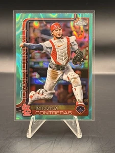 2025 Topps Chrome Teal Raywave Refractor WILLSON CONTRERAS Cardinals /199 - Picture 1 of 2