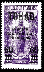 FRANCIA FRANCÉS Chad TCHAD 1924 SC#51 🔥MLH OG VF Mujer Bakalois - Imagen 1 de 2