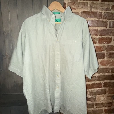 Camisa CARVEN PARIS Hombre L Abotonada SS Verde Suave Diseñador Lujo Lino/Algodón Foto 1 de 4