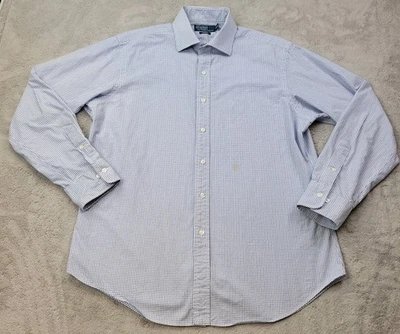 Polo Ralph Lauren Button Up Shirt Mens 16.5-34/35 White Blue Check Regent - Image 1 of 4