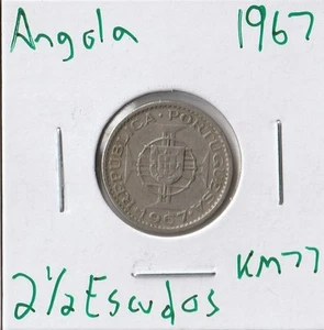 Moneda Angola (Portugués) 2 1/2 Escudos 1967 KM77 - Imagen 1 de 2