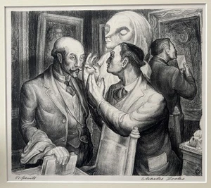 Charles Wheeler Locke (Ohio 1899-1983) The Gallery Lithograph Signed 1943 WPA - Imagen 1 de 5