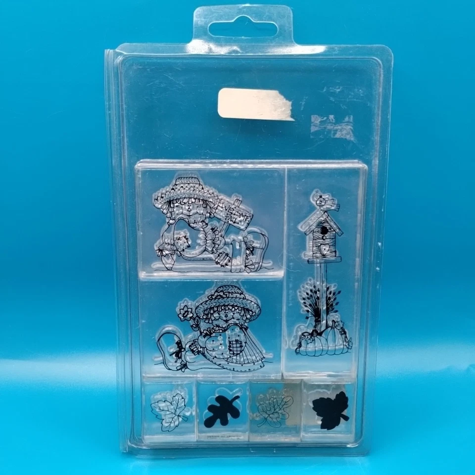 Clear Impressions Fall Acrylic Stamp Set Scarecrow Pumpkins Leaves Provo Craft - Image 1 of 4