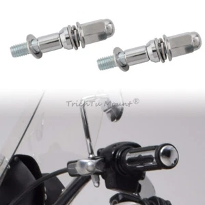 Motorcycle Chrome 8mm Mirror Stem Adaptor/Adapter Mounting Bolts fit for Harley - Picture 1 of 12