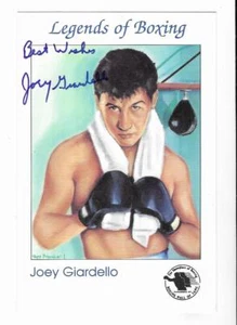 Joey Giardello HANDSIGNIERTE HANDSIGNIERTE LEGENDS OF BOXING HALL OF FAME FOTOKARTE - Bild 1 von 2