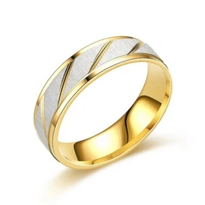 9ct Yellow Gold Wedding Ring Band D Shaped White Gold Filled - Picture 1 of 3