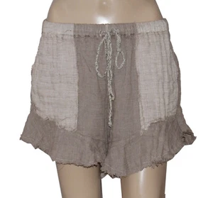 Free People FP One Solona Shorts Mid-rise Tan Ruffled Summer Drawstring New XS - Picture 1 of 4