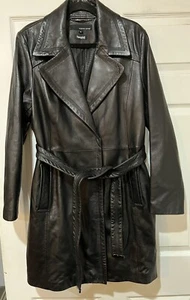 Giacca Wilsons in pelle taglia XL con cintura a scatto lunga in pelle nera nuova senza etichette con Thinsulate - Foto 1 di 10