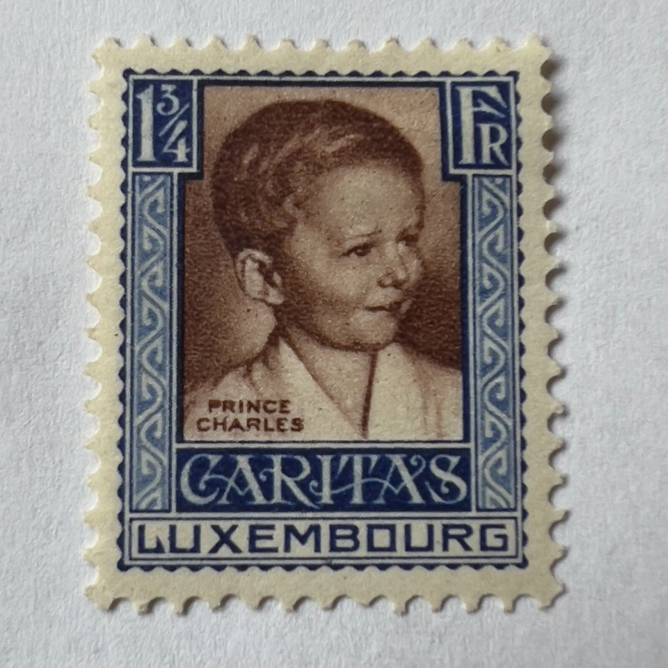 1930 Luxemburgo como nuevo sello MH #B44 FIRMADO EN LA PARTE POSTERIOR, PRÍNCIPE CHARLES SEMIPOSTAL Foto 1 de 3