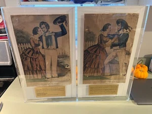 1846 Currier & Ives Sailor’s Adieu & Return Mexican War prints framed - Picture 1 of 6