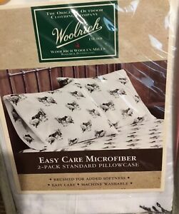 Woolrich Plaid DOGS  Grey Pillowcases Standard Set Of 2  Microfiber NEW Gray 