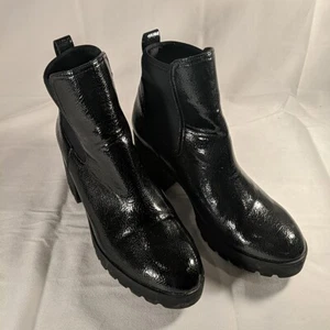 Aldo Patent Textured Faux Leather Heeled Booties Boots Black Women's US 10 3" - Picture 1 of 13
