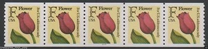 USA #2518 PL #2222 "F" Flower Rate Stamp PNC5 Plate Number Coil stamp Strip - Picture 1 of 1