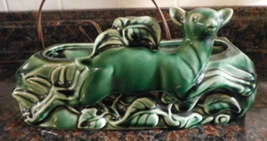 ~MCM Working Deer TV Lamp Planter Green 5 x 11 - Picture 1 of 10