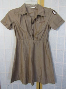 Vintage Official Girl Scouts Of America 100% Cotton Brown Uniform Shirt Dress - Picture 1 of 4