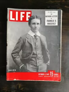 Life Magazine October 6, 1947 Franklin Delano Roosevelt FDR at 13 - 424 - Imagen 1 de 2