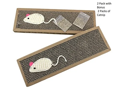 2 Pack Cat Scratching Pads with Catnip Corrugated Cardboard Scratch Board - Image 1 of 4