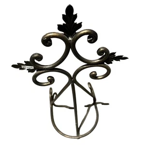 Caballete de exhibición de latón para obras de arte o placa de coleccionista grande. Fleur-de-lis 21"" - Imagen 1 de 4