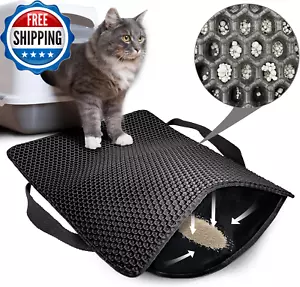 Cat Litter Mat, 23X15 Inch Honeycomb Double Layer Non-Slip Kitty Litter Box Mat, - Picture 1 of 10