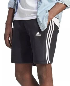 Pantalones cortos de lana Adidas Essentials de 3 rayas - negros/blancos talla grande totalmente nuevos - Imagen 1 de 4
