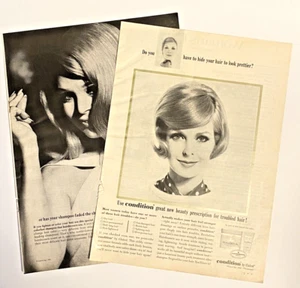 (2) Anuncios de champú y acondicionador Clairol Vintage Magazine 1966 página completa 8x11" - Imagen 1 de 3