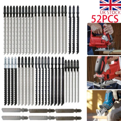 52PCS Jigsaw Blades Set Tools T Shank Wood & Metal fit Bosch, Dewalt, Makita BD