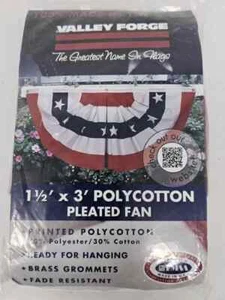 Valley Forge Flagge plissiert 18” x 36” Polycotton 100 % hergestellt in den USA - Bild 1 von 2