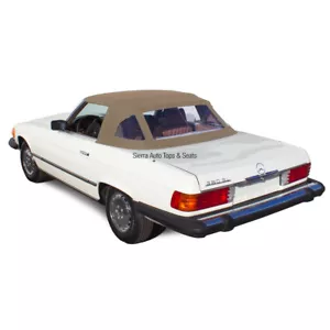 Mercedes 280-560SL Beige Cloth Convertible Top 72-89 w/Plastic Window - Picture 1 of 6