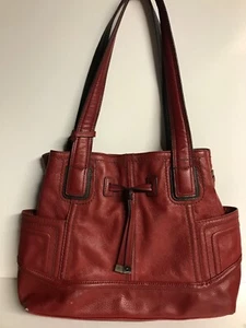 Tignanello Red Leather Bucket Bag Shoulder Bag - Picture 1 of 9