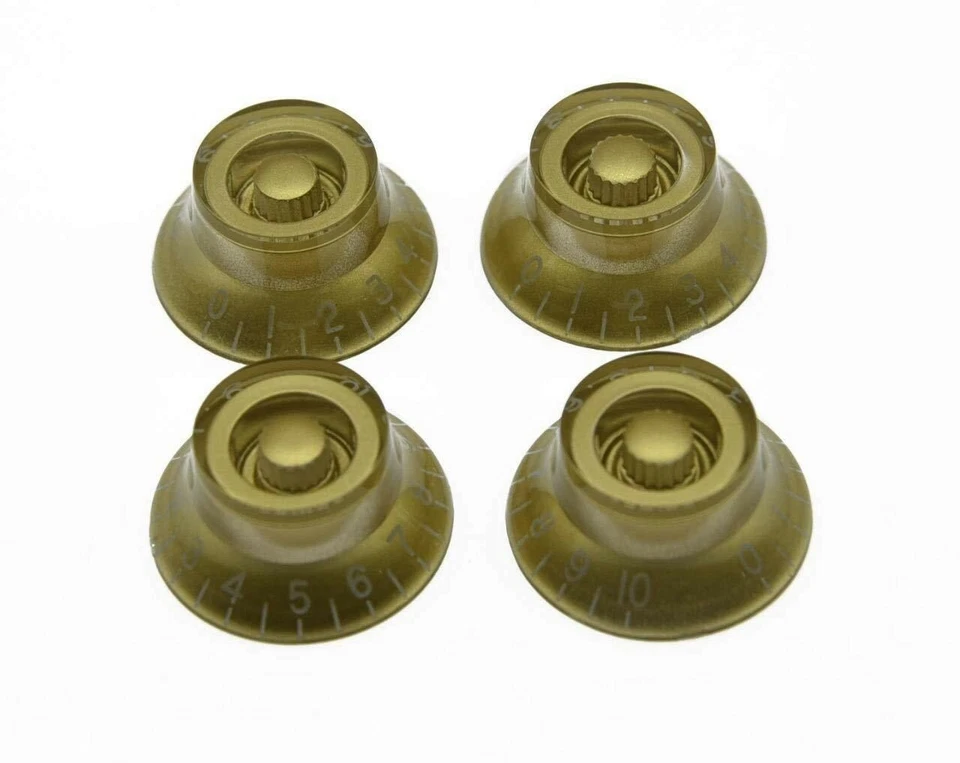 *NEW 4 Bell Top Hat CONTROL KNOBS for Gibson Les Paul 6mm Shaft Push On Gold Foto 1 de 1