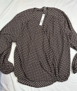 Camicia blusa Tahari nuova con etichetta manica lunga drappeggiata davanti taglia XL A030325 - Foto 1 di 5