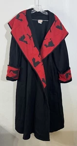 Casco Bay Wool Works Victoria Thomas Women's Black Red Open Front Cape Vintage - Picture 1 of 13