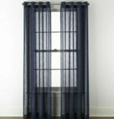 (1) NEW Linden Street Brooke INDIGO Sheer Grommet Curtain 50x84 JCPENNEY 7312572 - Image 1 of 2