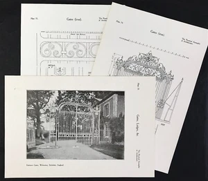 Berkshire Wolverton entrance gates iron design drawing plans architecture 1907 - Picture 1 of 3