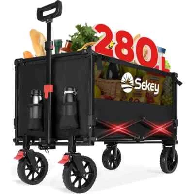 Carrinho de jardim de praia utilitário dobrável resistente 330 lb com grandes rodas todo-o-terreno - Imagem 1 de 4