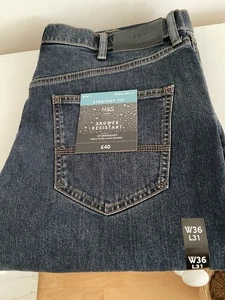 M&S Marks Spencer Stormwear Men’s Dark Blue Jeans Size W36 L31 Regular BNWT New - Picture 1 of 1