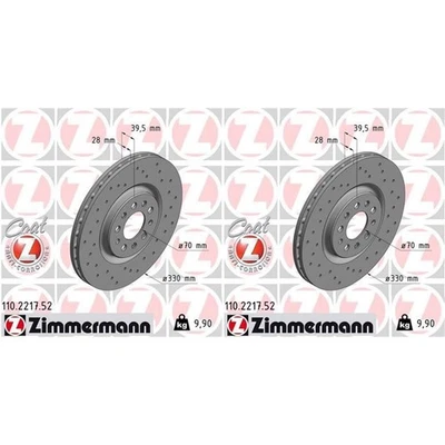 2x ZIMMERMANN Disques de Frein 330mm Perforé Avant Convient pour Alfa 159 Brera - Photo 1/2