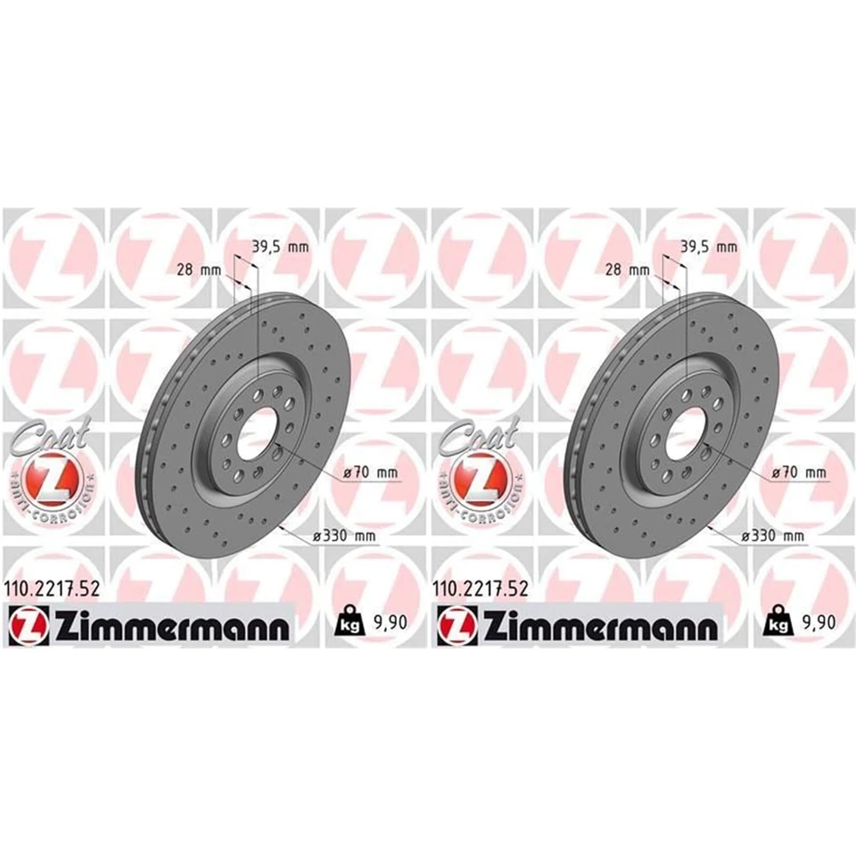 2x ZIMMERMANN Disques de Frein 330mm Perforé Avant Convient pour Alfa 159 Brera - Photo 1/2