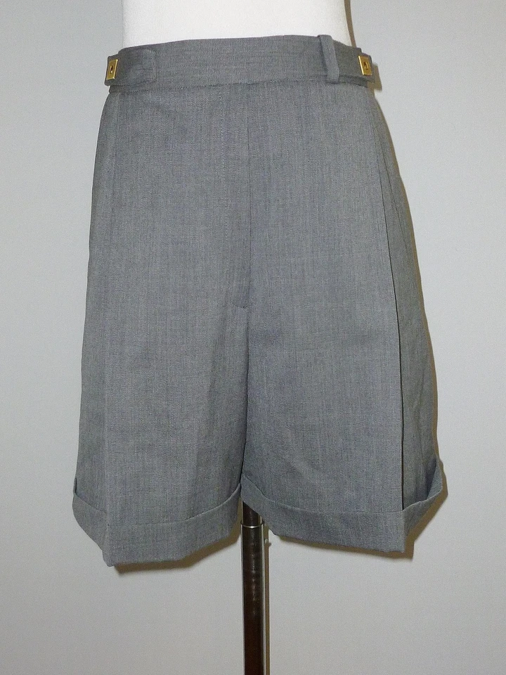 Pantalones Cortos Diane von Furstenberg DVF Gris Mezcla Lana Talla 8 Cintura Alta Elegante Oficina Foto 1 de 3