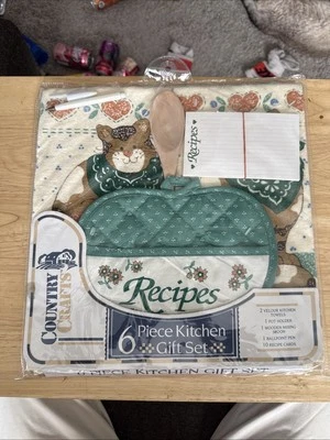 Juego de regalo de cocina Country Craft de 6 piezas toalla bache pastelería cepillo tarjeta de recetas  Foto 1 de 2
