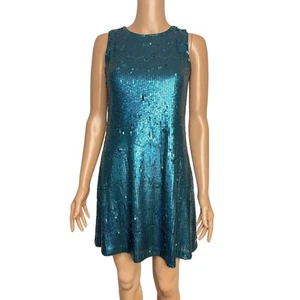 Marciano sequined A line mini dress size 14 (Girls) Teal - Picture 1 of 11
