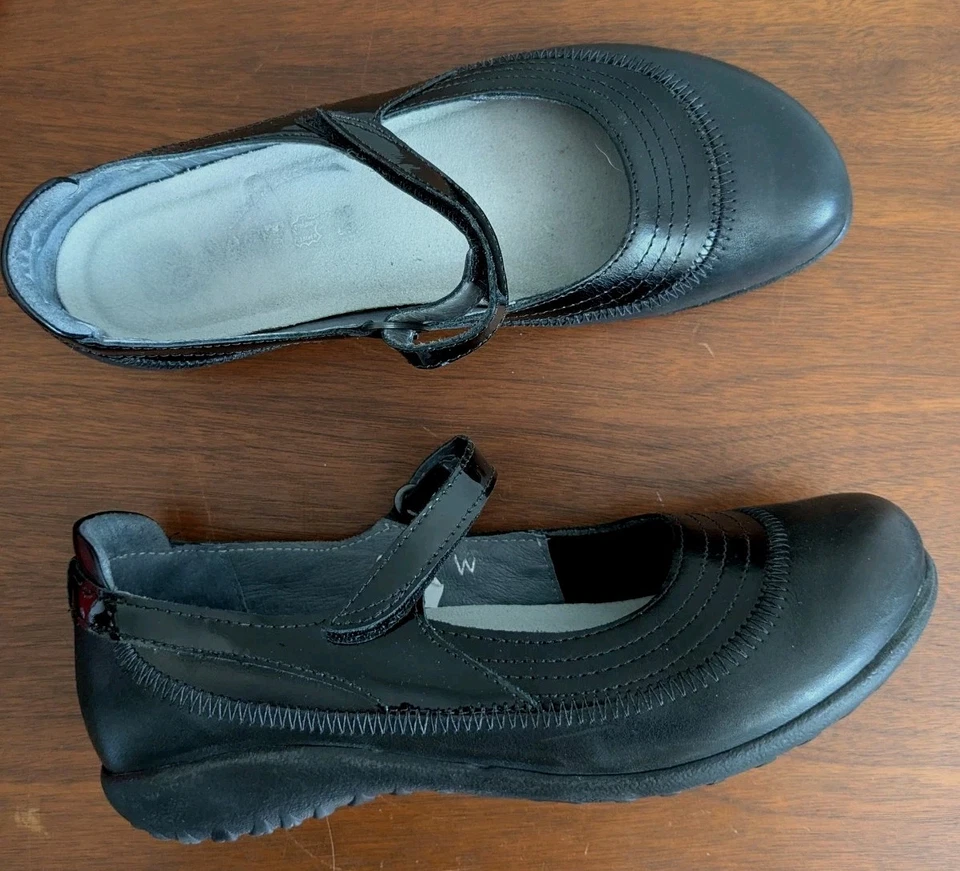 Zapato cómodo NAOT Kirei negro charol liso gancho y bucle Mary Jane 40 9 Foto 1 de 4