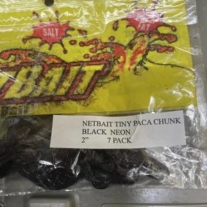 NETBAIT SMALL PACA CHUNK - BaitFuel Craw - Confezione da 7 RIMORCHI/JIG al NEON NERO 2" - Foto 1 di 9