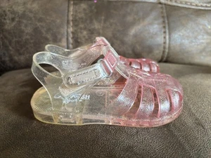 OshKosh B'gosh Mädchen Glitzer rosa/pfirsich Gummi Klettverschluss Kleinkind Sandalen Gr. 7 - Bild 1 von 7