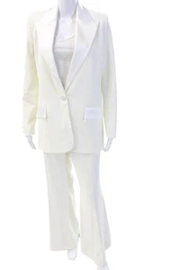 Nadine Merabi Women's Pearl Embellish Two Piece Pants Suit White Size 6 - Picture 1 of 11