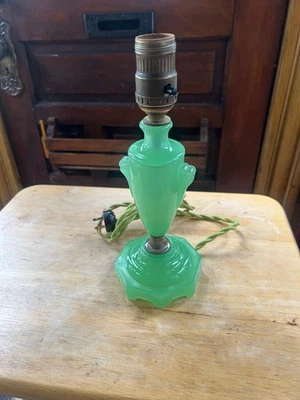 Reclaimed Small Antique Jadite Lamp, Ready 2 Use, Free S/H - Image 1 of 4