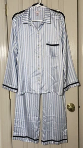 Victoria’s Secret 2 Piece Blue Striped Pajamas Set Size XL - Picture 1 of 6